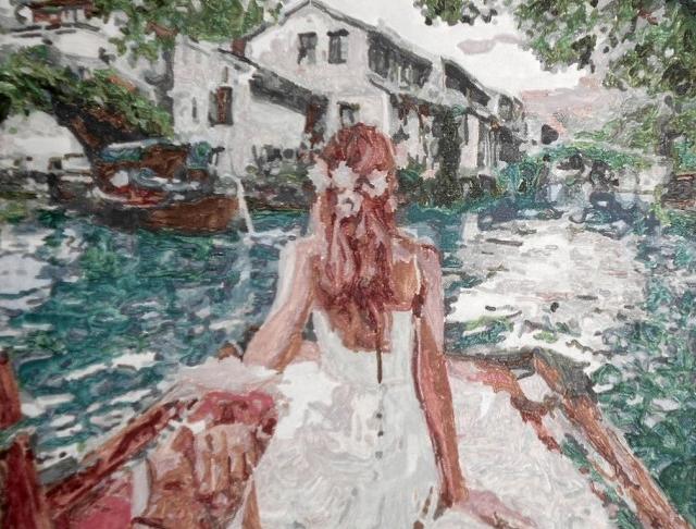 Následuj mně ....Romantická plavba malováno akrylovými barvami blin 