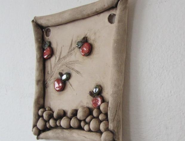 Velká jablka keramická dekorace obrázek kachl 