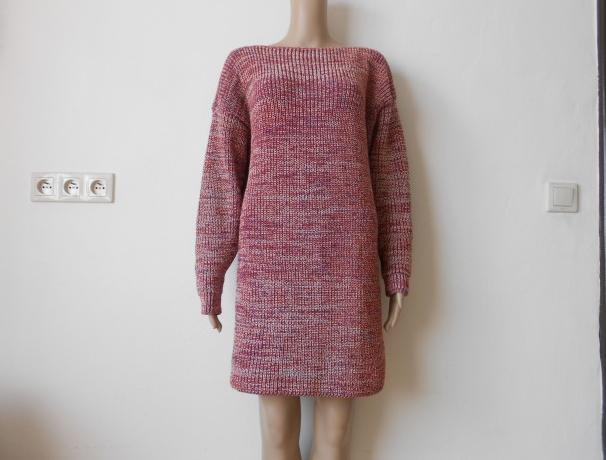 Dlouhý svetr L-XL fialová bavlna bílá svetr akryl dlouhý cihlová teplý 