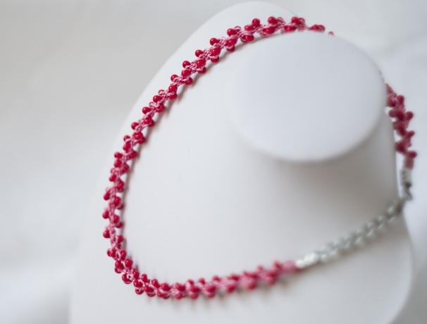 Náhrdelník Rose Red červená náhrdelník korálky růžová růženka 