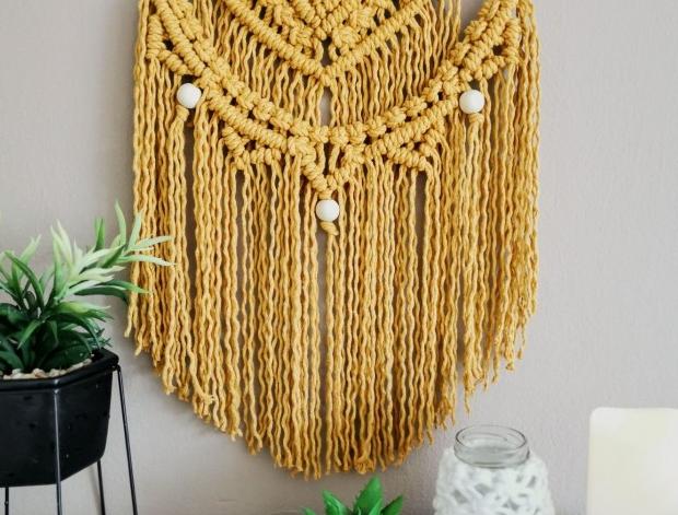 Macrame/drhaný mini závěs - Slunce