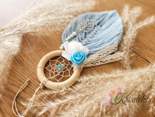 Mini lapač snů - Pastelová modrá modrá drhání macramé boho lapač snů hygge 