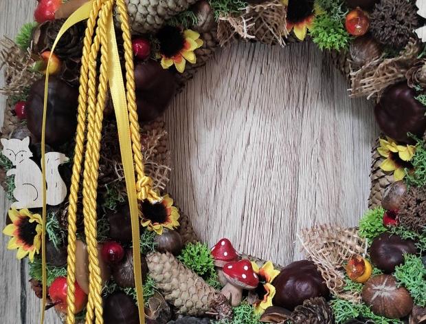 Luxus. podzim. věnec s muchomůrkami