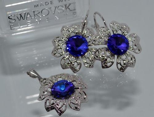 Swarovski - kytičková fialová sada fialová sada souprava kytičky fialové swarovski květovaný swarovski elements 