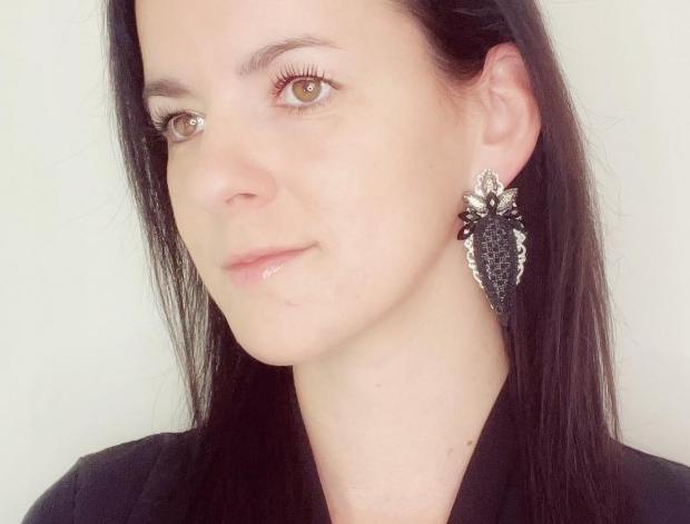 Černo-šedé náušnice