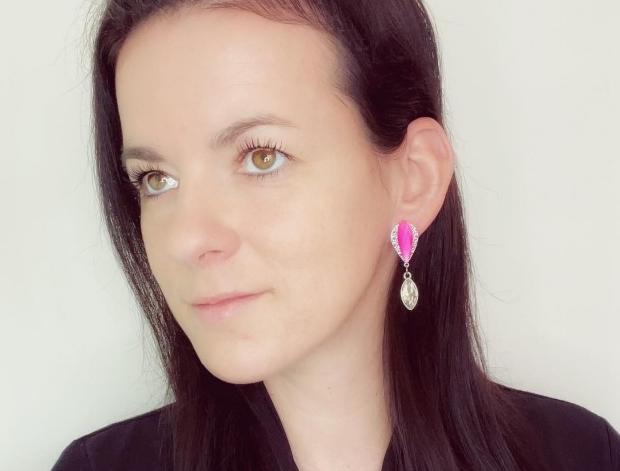 Růžovo stříbrné náušnice