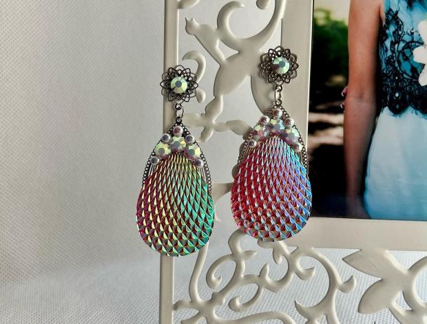 Maxi náušnice mušle kamínky náušnice mušle svatba visací perleťové luxusní bižuterie luxus náušničky náušky svatební růžové bižuterní crystal zářivé třpytivé mušličky kamínkové luxury svědek crystals bížu 