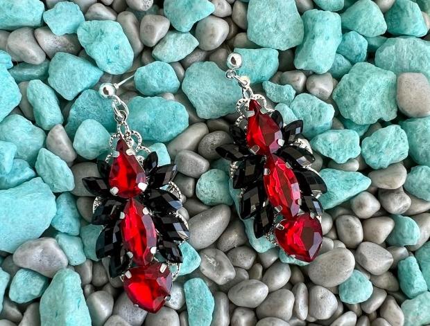 Náušnice - červené visací