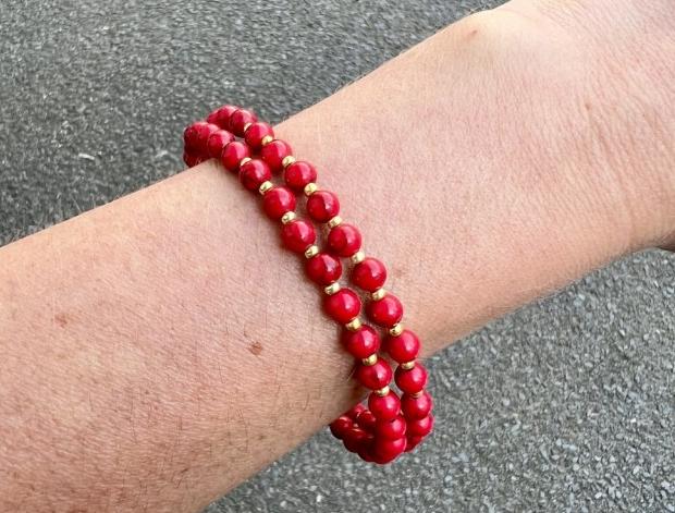 Náramek - červeno zlatý