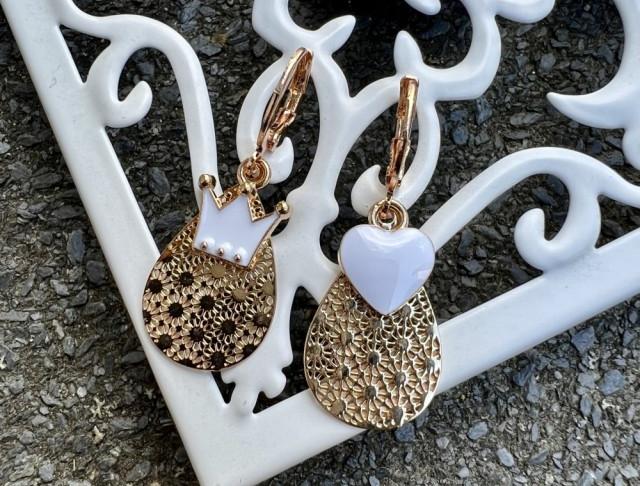 Náušnice - mix šperk šperky srdce náušnice srdíčko korunka bižuterie náušničky náušky zlaté zlatá kolekce 