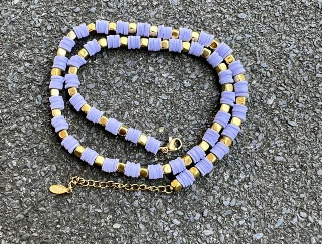 Náhrdelník - fialovo zlatý