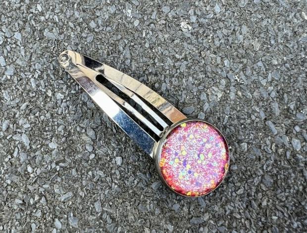 Třpytivá spona do vlasů spona sponka růžová akce pryskyřice růžové sponečka výprodej 