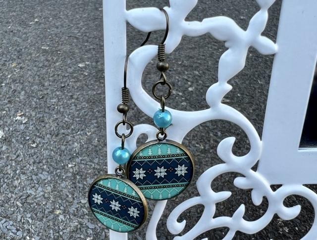 Náušnice - tyrkysové vánoce