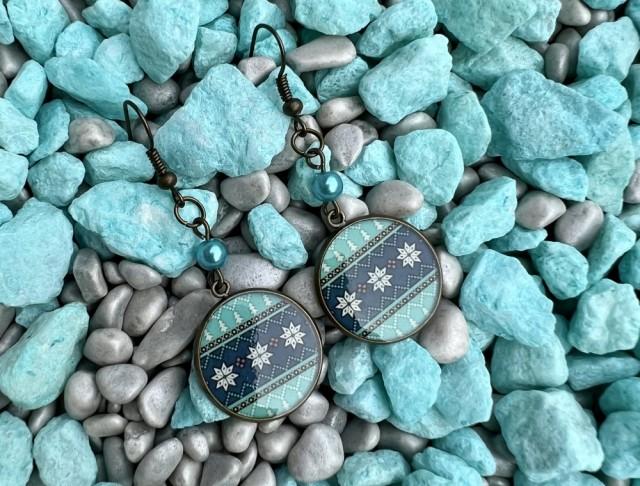 Náušnice - tyrkysové vánoce