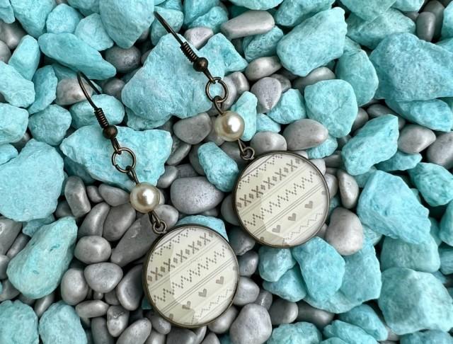 Náušnice - vánoční krémové