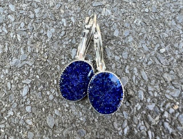 Náušnice - modré flitrované