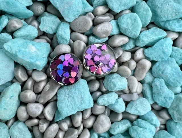 Náušnice - flitry srdíčka