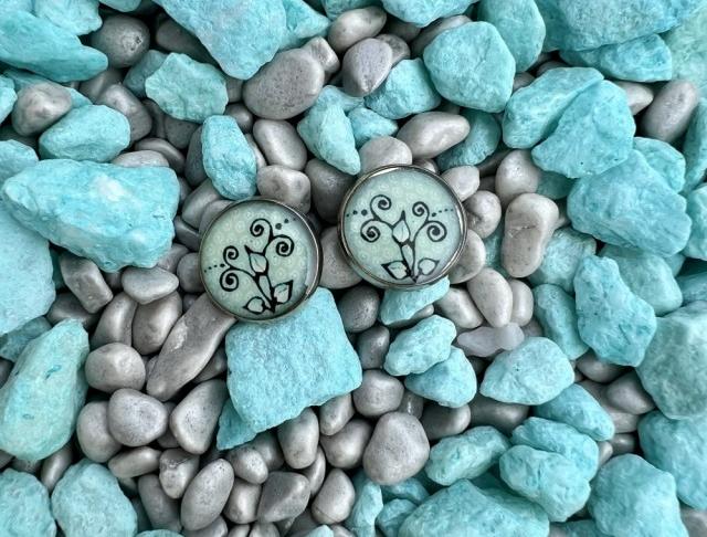 Náušnice - modročerné