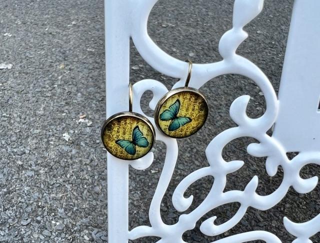 Náušnice - modrý motýlek