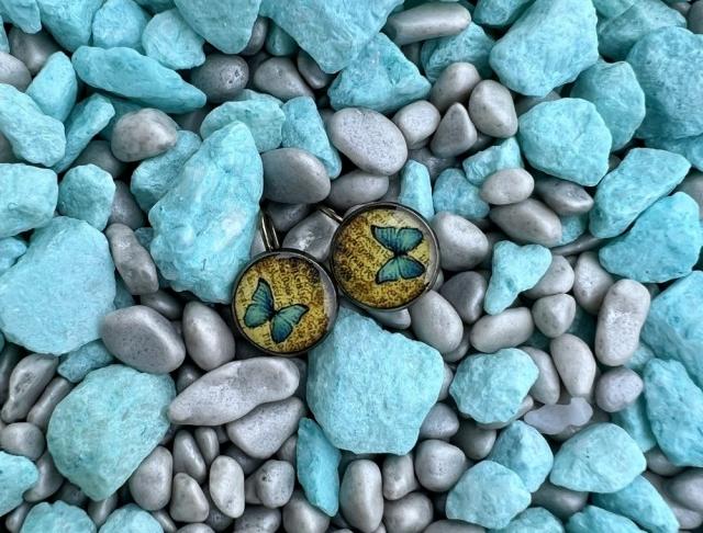 Náušnice - modrý motýlek