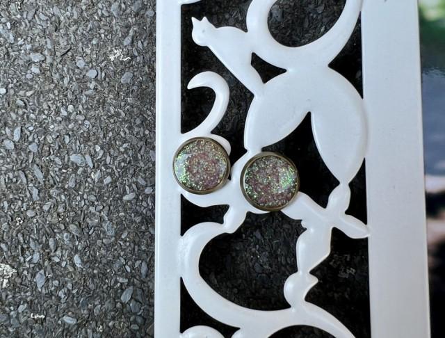 Náušnice - růžové flitry šperk šperky náušnice růžová bižuterie akce pryskyřice náušničky náušky růžové glitry flitrové flitr výprodej pryskyřicové 