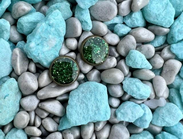 Náušnice - flitry zelené