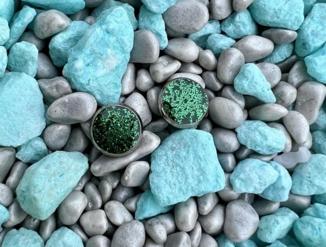 Náušnice - zelené flitry