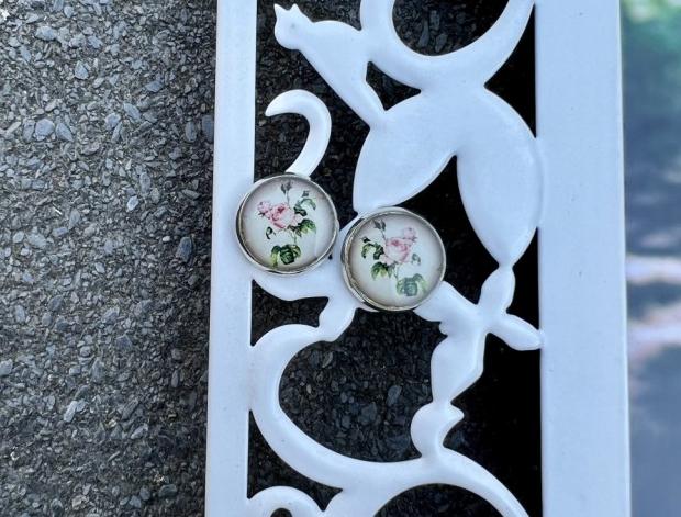 Náušnice - růžová růžička