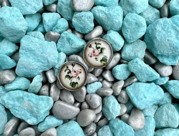 Náušnice - růžová růžička