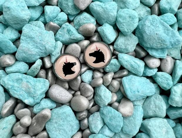 Náušnice - růžový jednorožec