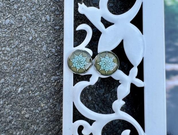 Náušnice - modrá vločka