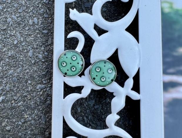 Náušnice - zelené puntíky