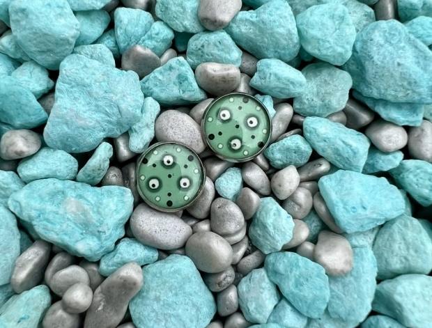 Náušnice - zelené puntíky