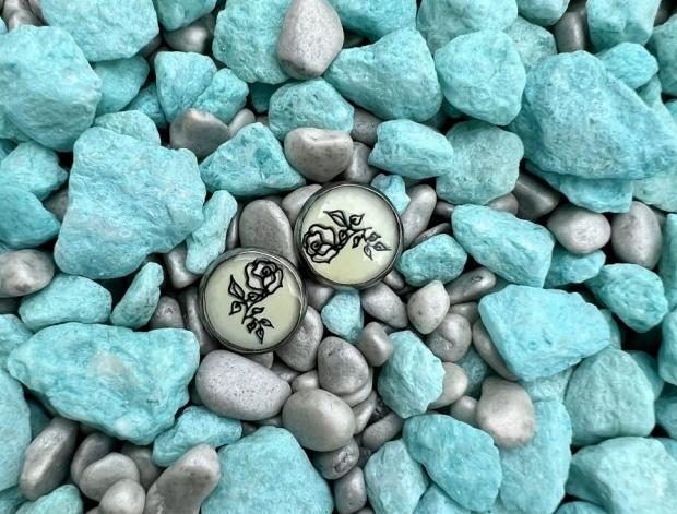 Náušnice - malovaná růže