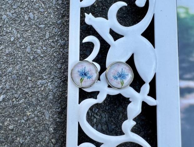 Náušnice - modrý květ šperk šperky náušnice kytky kytičky kytička kytka bižuterie akce náušničky náušky polymer polymerové výprodej 