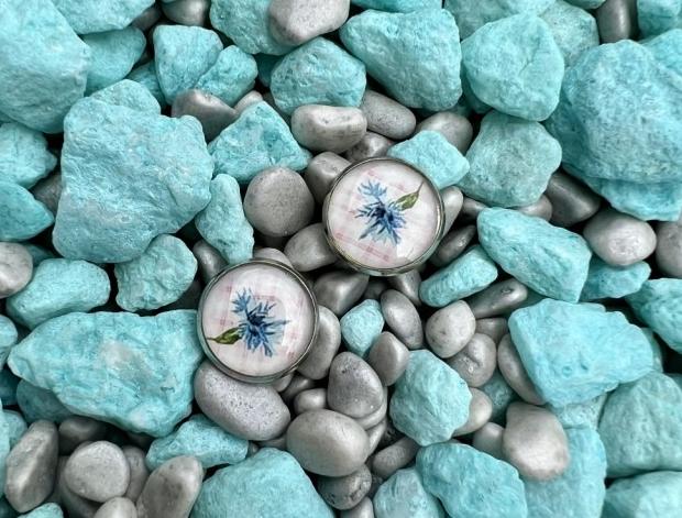 Náušnice - modrý květ