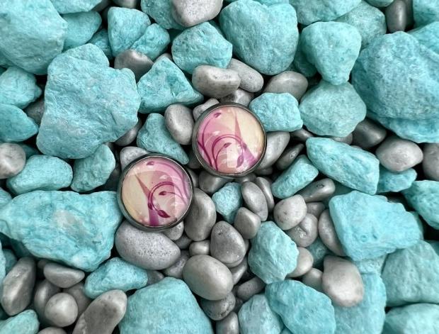 Náušnice - růžový vzor