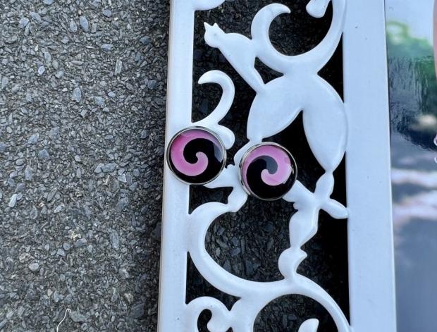 Náušnice - černo růžové