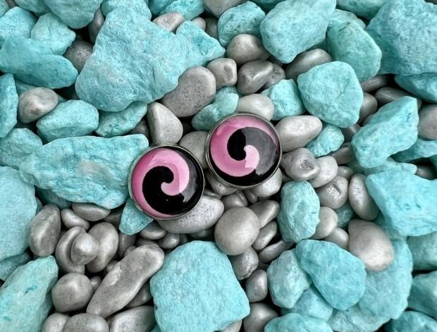 Náušnice - černo růžové