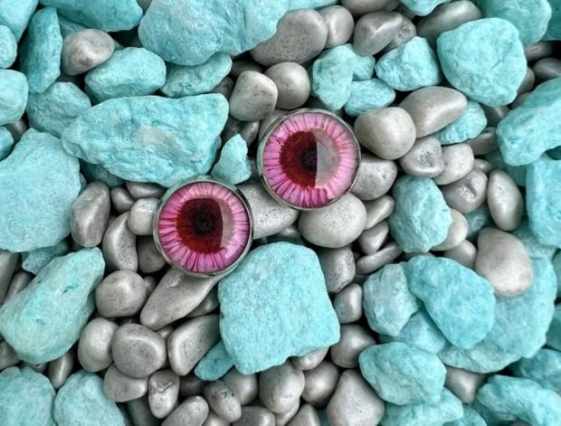 Náušnice - růžová kytka