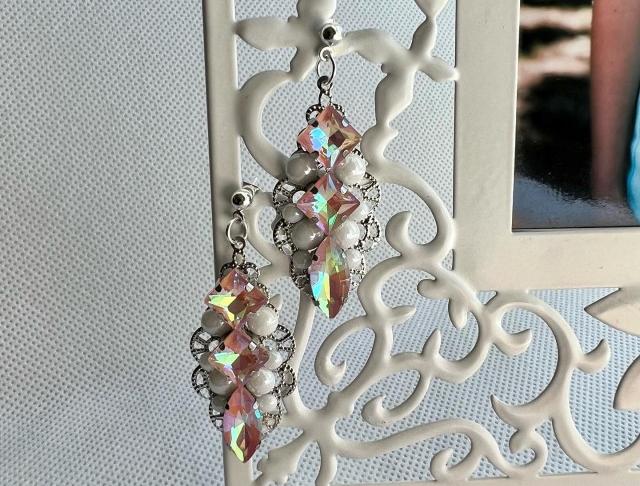 Náušnice - crystal broskvové