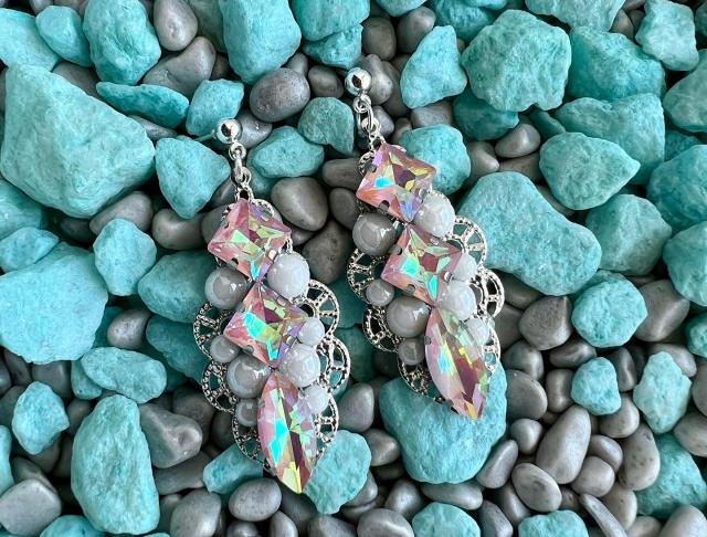 Náušnice - crystal broskvové