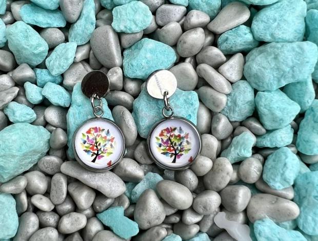 Nerezové náušnice - strom