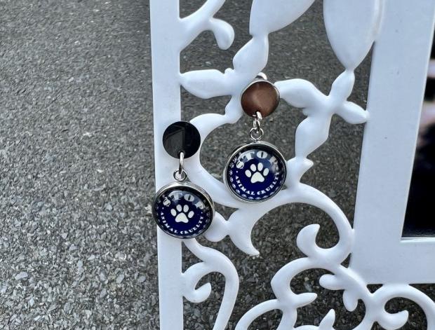 Nerezové náušnice - modré tlapky