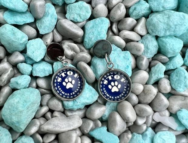 Nerezové náušnice - modré tlapky