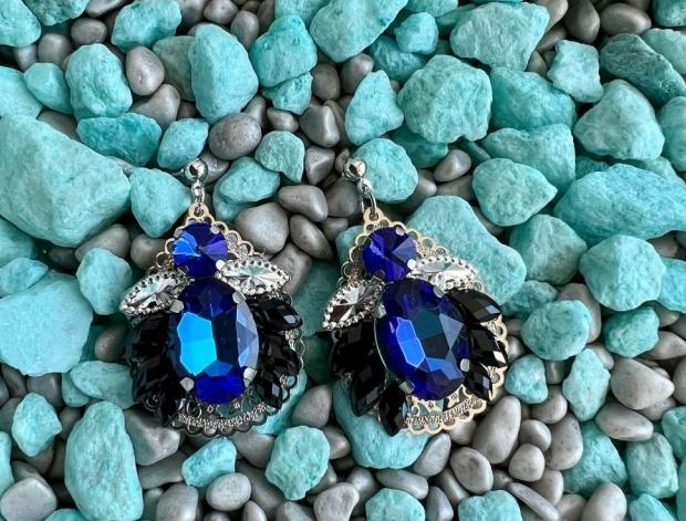 Náušnice - fialovo-černé