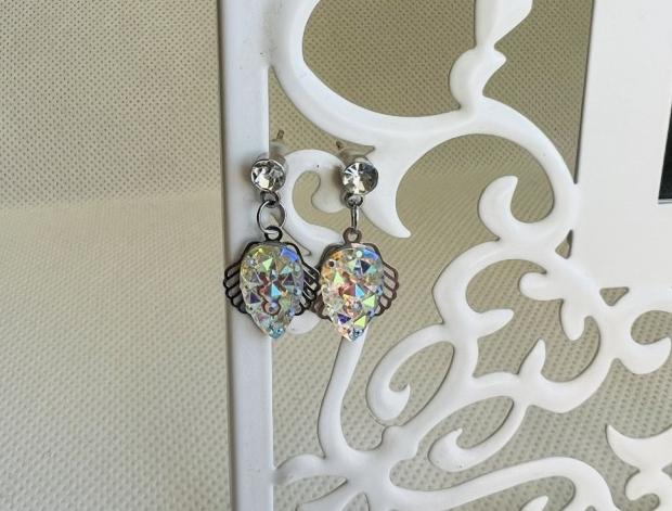 LC mini - crystal AB mušle šperk šperky dárek kamínky náušnice luxusní bižuterie luxus náušničky náušky bižuterní crystal bižu mini crystal ab na ples na svatbu kamínkové svědek 