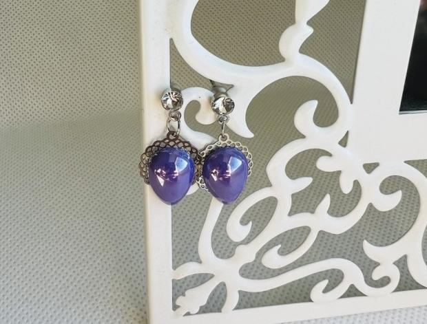 LC mini - fialové šperk šperky dárek kamínky náušnice fialová fialové luxusní bižuterie luxus náušničky náušky fialková bižuterní crystal bižu fialkové mini na ples na svatbu kamínkové svědek 