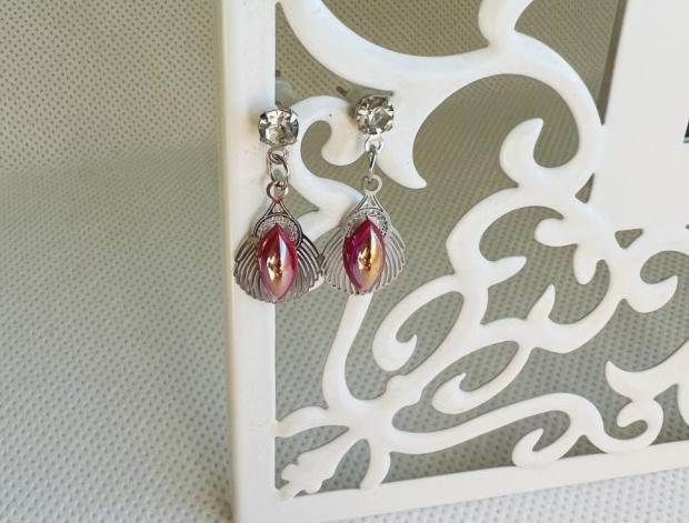 LC mini - červeno růžové červená šperk šperky dárek červené kamínky náušnice luxusní bižuterie luxus náušničky náušky bižuterní crystal bižu mini na ples na svatbu kamínkové svědek 