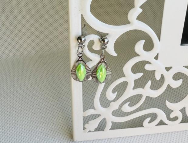 LC mini - zelené paví šperk šperky dárek zelená kamínky náušnice zelené luxusní bižuterie luxus náušničky náušky bižuterní crystal bižu mini na ples na svatbu kamínkové svědek 